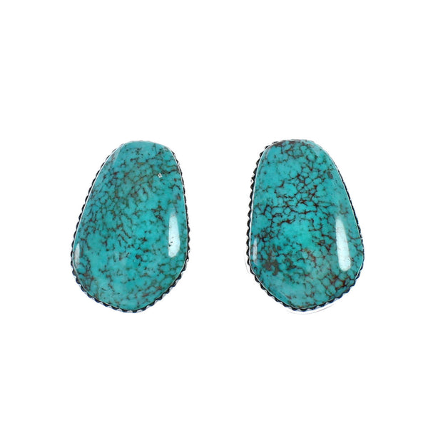 Native American Turquoise Sterling Silver Post Earrings X11304
